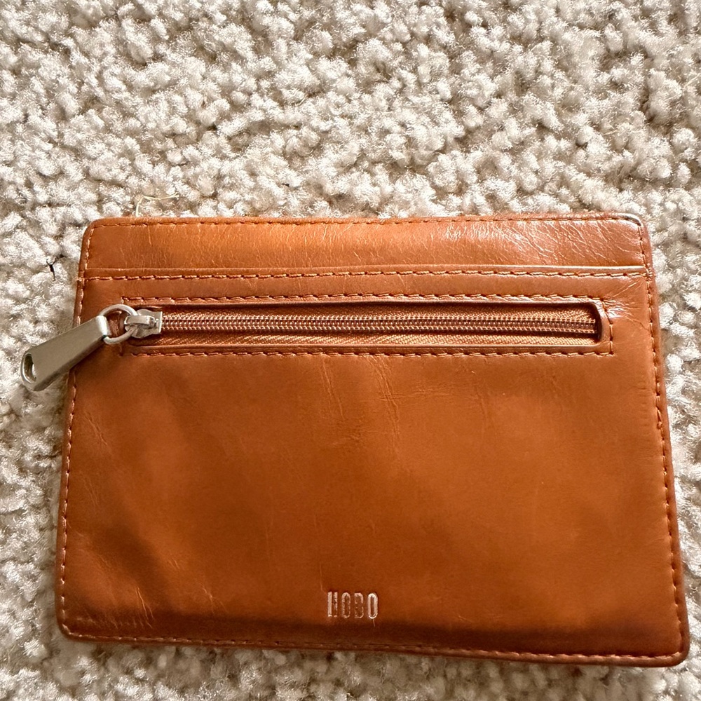 HOBO Tan Leather Zip Card Wallet